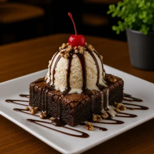 brownie con helado